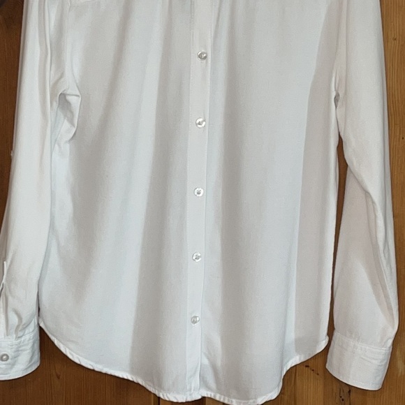 DASH WHITE FLANNEL POCKET BLOUSE BACK BUTTON DOWN DETAIL Sz. S - Picture 4 of 16
